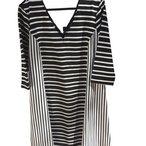 Lane Bryant Black and White Stripe Corset Detail Deep V Neck Size 22/24 NWT